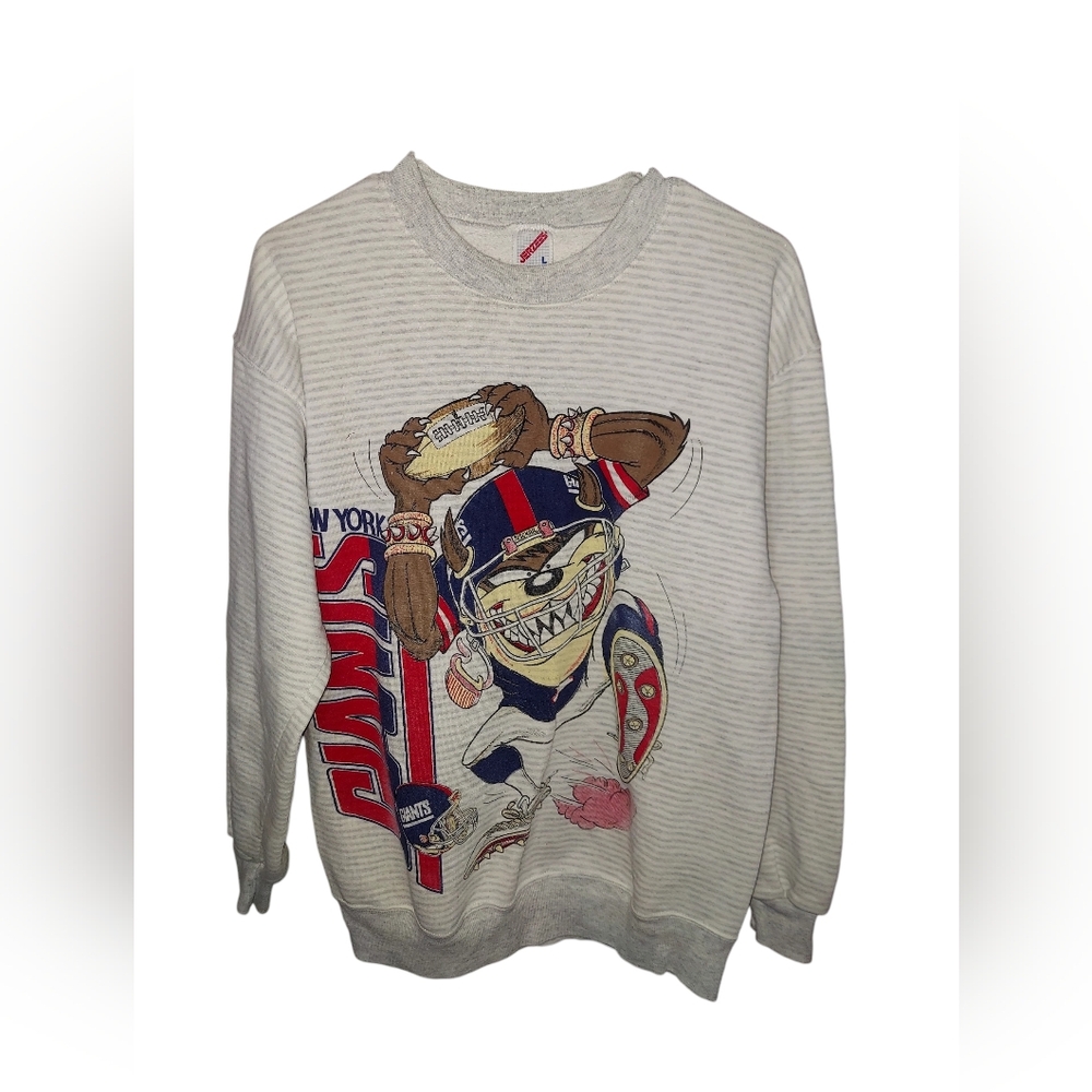 VINTAGE 90s New York Giants x Looney Tunes TAZ Sweatshirt - Jerzees Made in USA